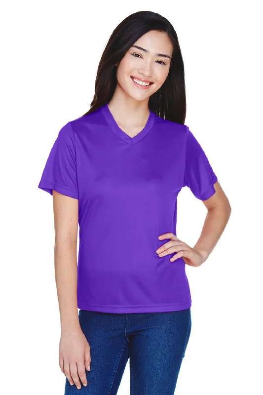 V-neck purple T-shirts -Team 365 Womens Zone Performance Moisture Wicking Short Sleeve V-Neck T-Shirt - Purple