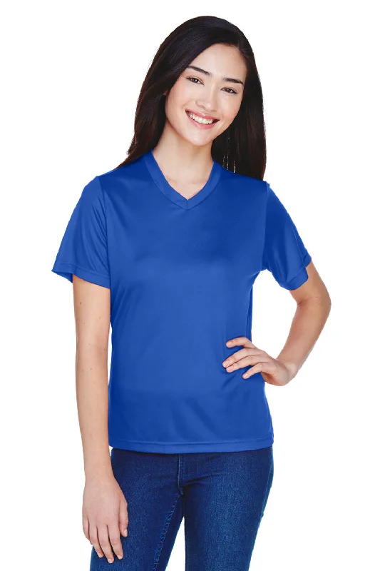 soft-touch orange T-shirts -Team 365 Womens Zone Performance Moisture Wicking Short Sleeve V-Neck T-Shirt - Royal Blue