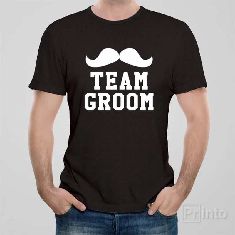 plus-size orange T-shirts -TEAM GROOM - Moustache