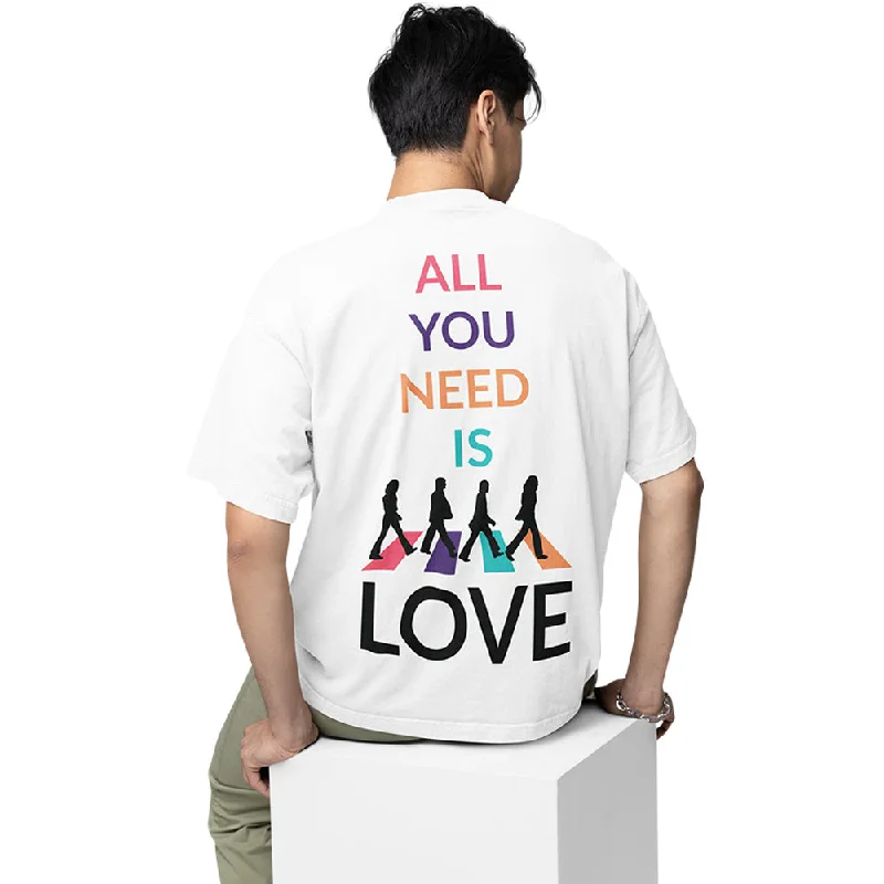 custom grey T-shirts -The Beatles Oversized T shirt - All You Need Is Love