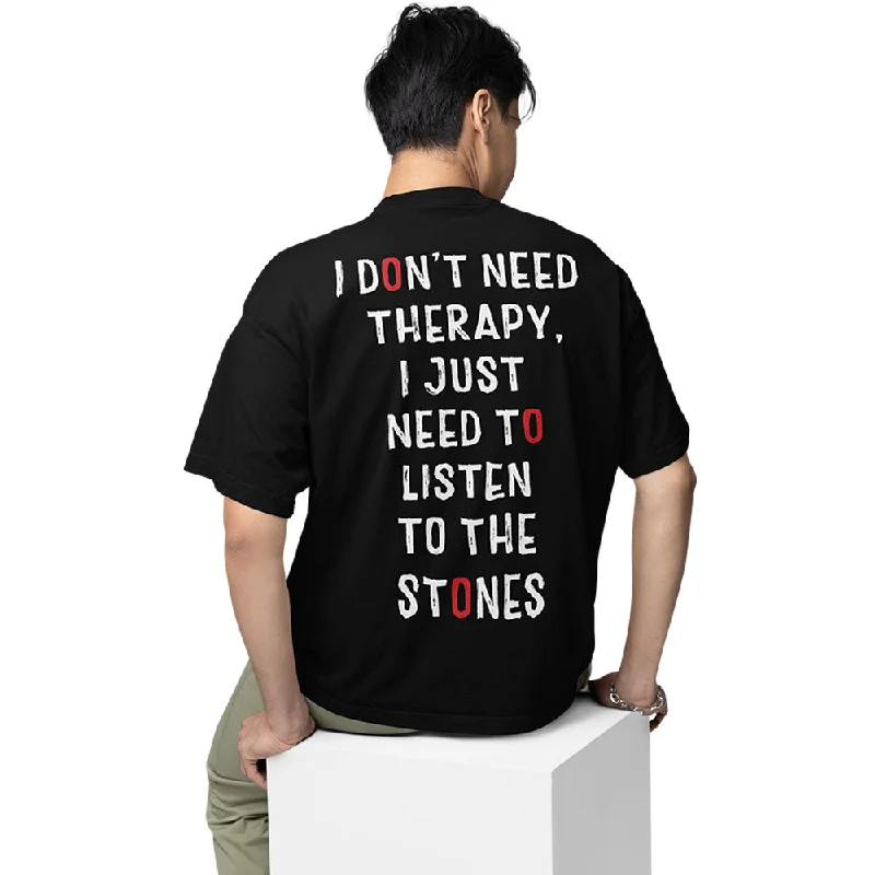 slim-fit grey T-shirts -The Rolling Stones Oversized T shirt - I Don't Need Therapy