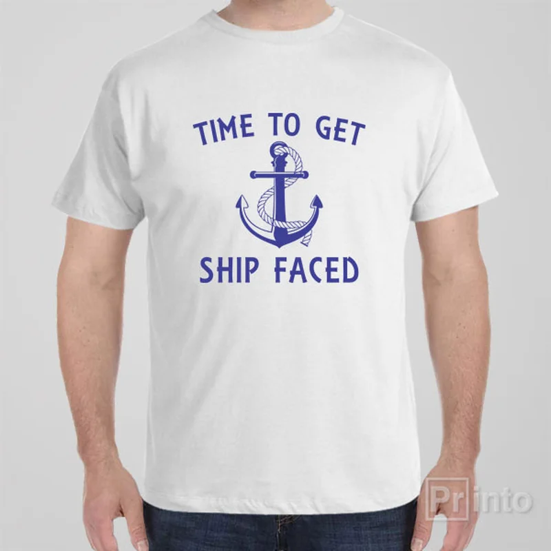 distressed blue T-shirts -Time to get ship faced - T-shirt