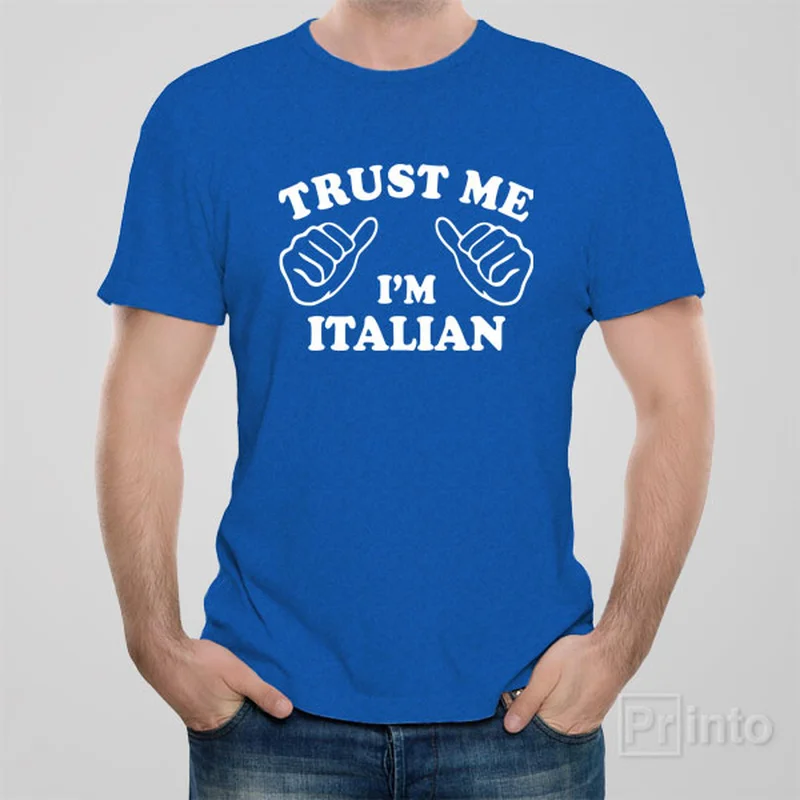 high-neck brown T-shirts -Trust me - I am Italian - T-shirt