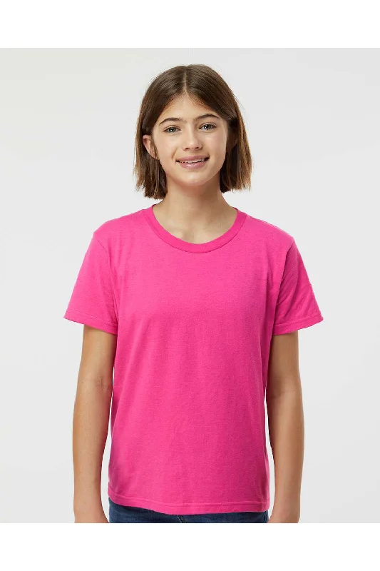 festival brown T-shirts -Tultex Youth Fine Jersey Short Sleeve Crewneck T-Shirt - Fuchsia Pink