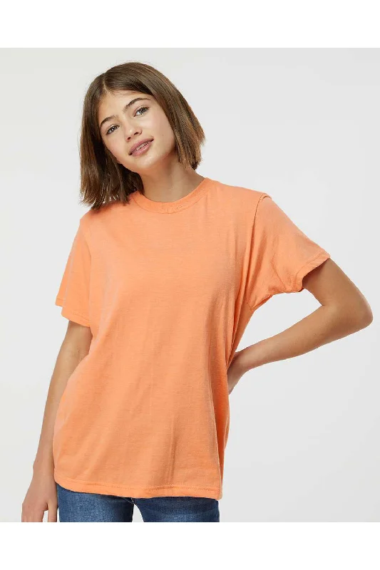 plain purple T-shirts -Tultex Youth Fine Jersey Short Sleeve Crewneck T-Shirt - Heather Cantaloupe Orange