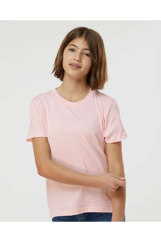 V-neck pink T-shirts -Tultex Youth Fine Jersey Short Sleeve Crewneck T-Shirt - Pink