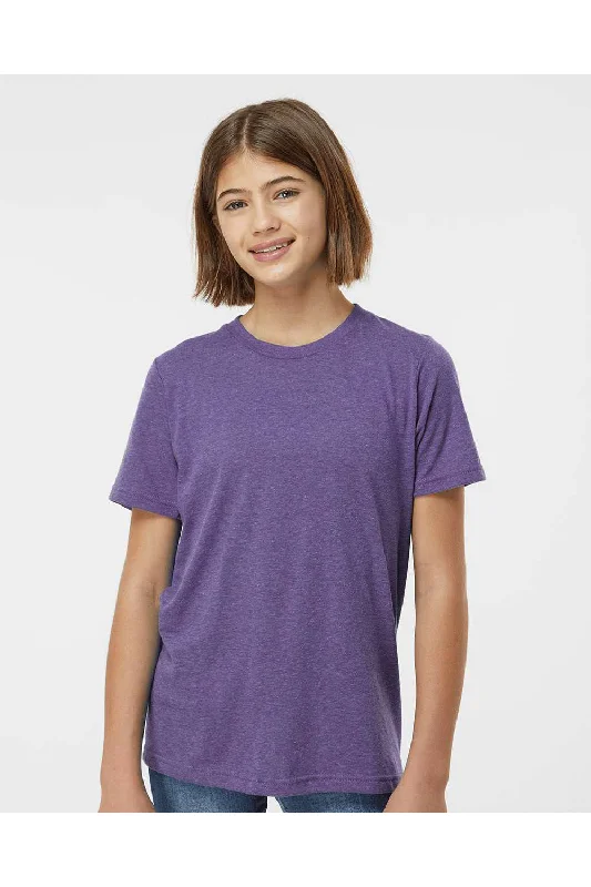 moisture-wicking grey T-shirts -Tultex Youth Poly-Rich Short Sleeve Crewneck T-Shirt - Heather Purple