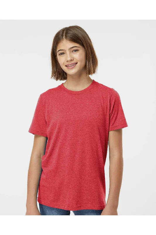 workout beige T-shirts -Tultex Youth Poly-Rich Short Sleeve Crewneck T-Shirt - Heather Red