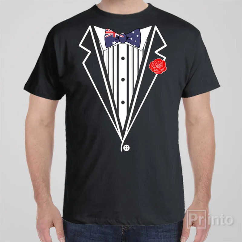 durable purple T-shirts -Tuxedo T-shirt (Australian style)