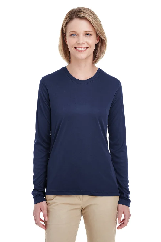 party green T-shirts -UltraClub Womens Cool & Dry Performance Moisture Wicking Long Sleeve Crewneck T-Shirt - Navy Blue