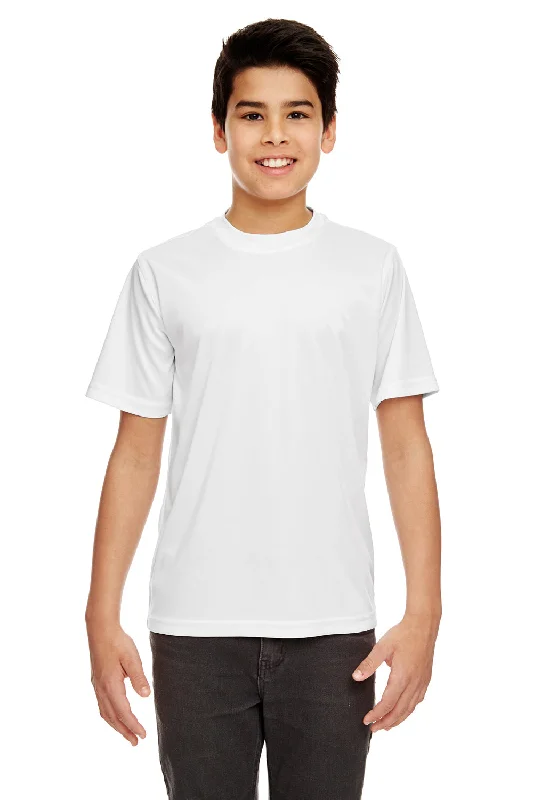 vintage white T-shirts -UltraClub Youth Cool & Dry Performance Moisture Wicking Short Sleeve Crewneck T-Shirt - White