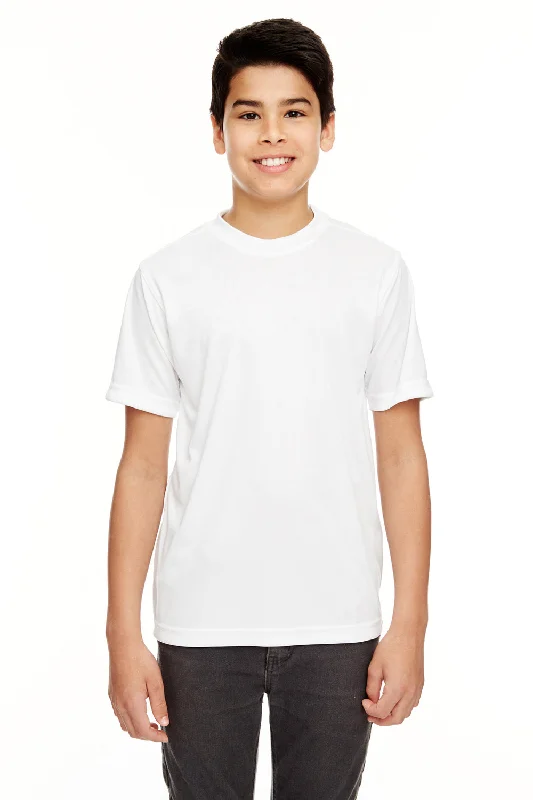 distressed black T-shirts -UltraClub Youth Cool & Dry Performance Moisture Wicking Short Sleeve Crewneck T-Shirt - White