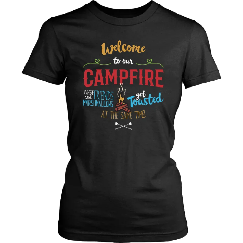 breathable pink T-shirts -WELCOME TO OUR CAMPFIRE Women's T-Shirt