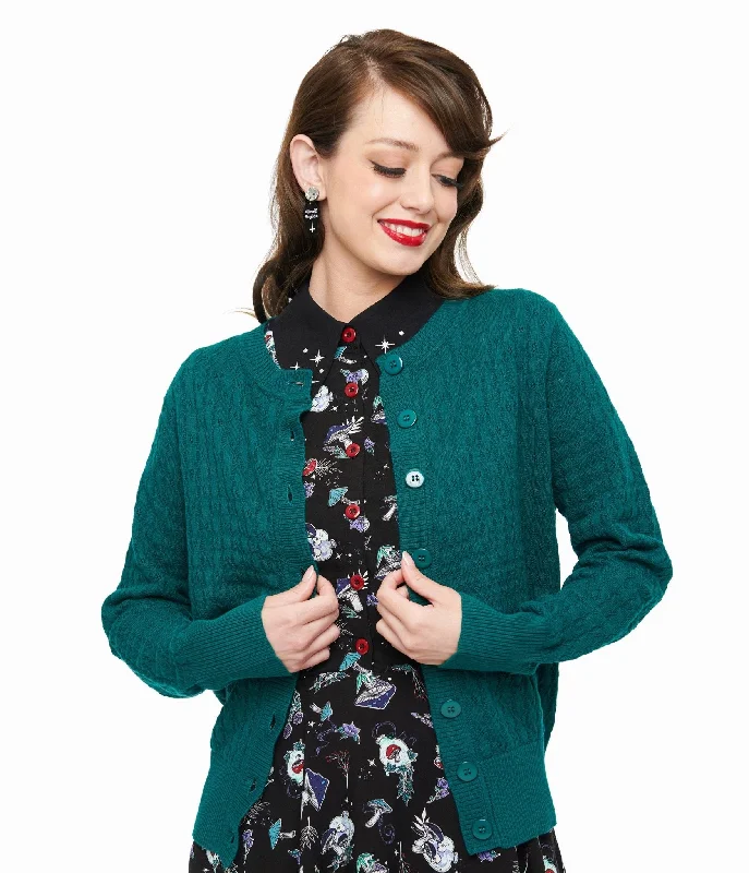 cardigan for cozy nights -Banned 1950s Green Katie Cardigan