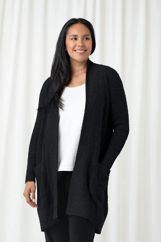 cardigan taupe neutral -Basket Stitch Cardigan | Black