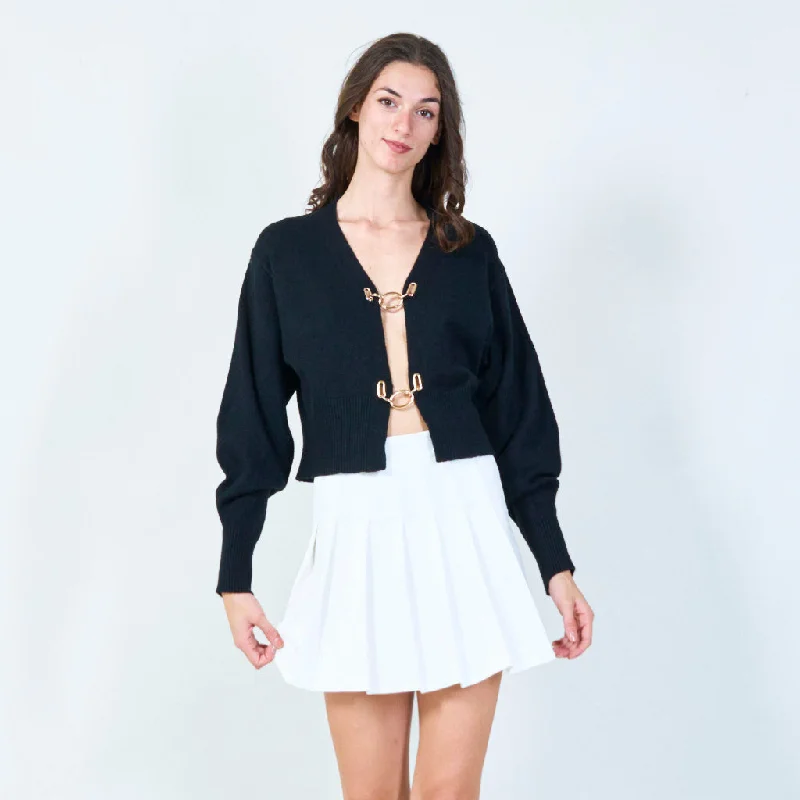 cardigan for lounging -Chic open-front cardigan with metal clasp wholesale