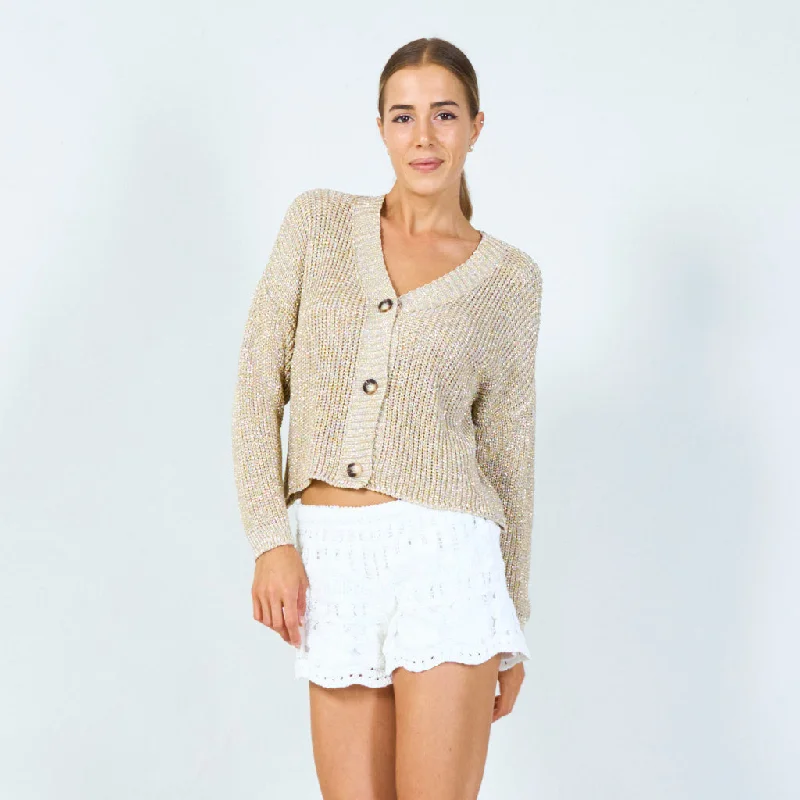 cardigan for cool mornings -Cozy knit cardigan with wooden buttons wholesale