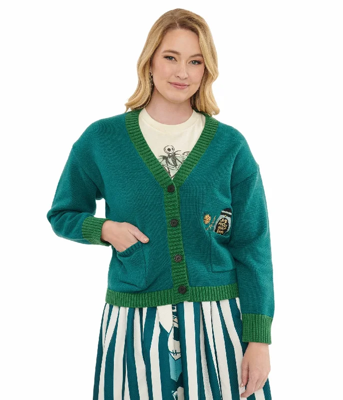 cardigan short sleeve -Time Burton's The Nightmare Before Christmas by Unique Vintage Teal Deadly Night Shade Cardigan