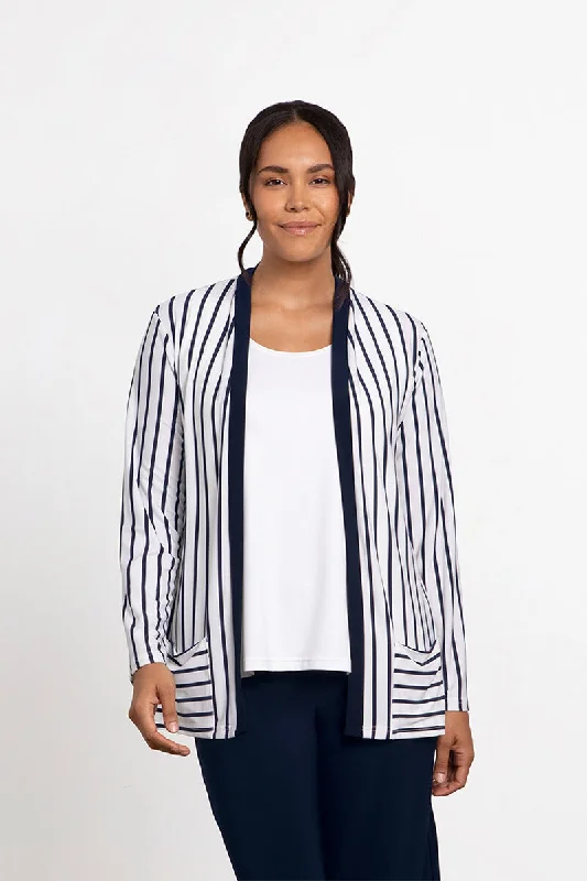 cardigan with vents -Everyday Cardigan | Navy Stripe