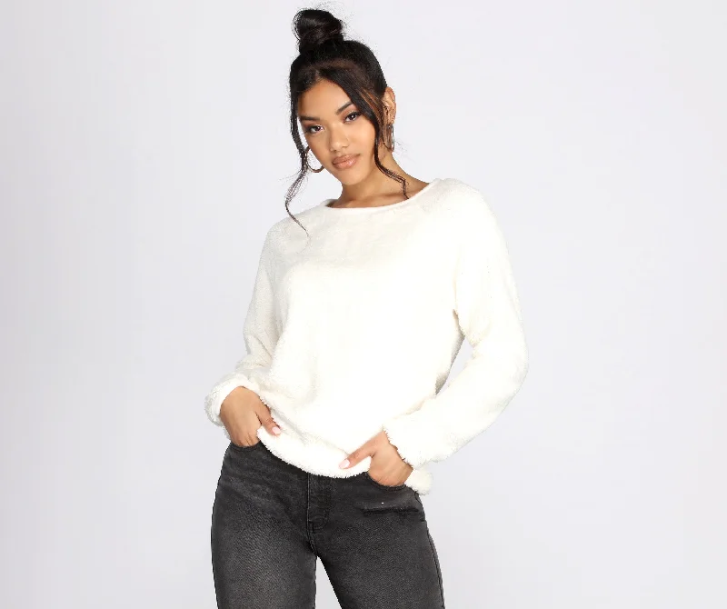 pullover sweater for fall -Feeling Cozy Fuzzy Pullover Sweater