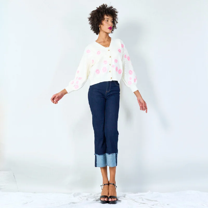 cardigan for cold weather -Floral button-up cardigan wholesale