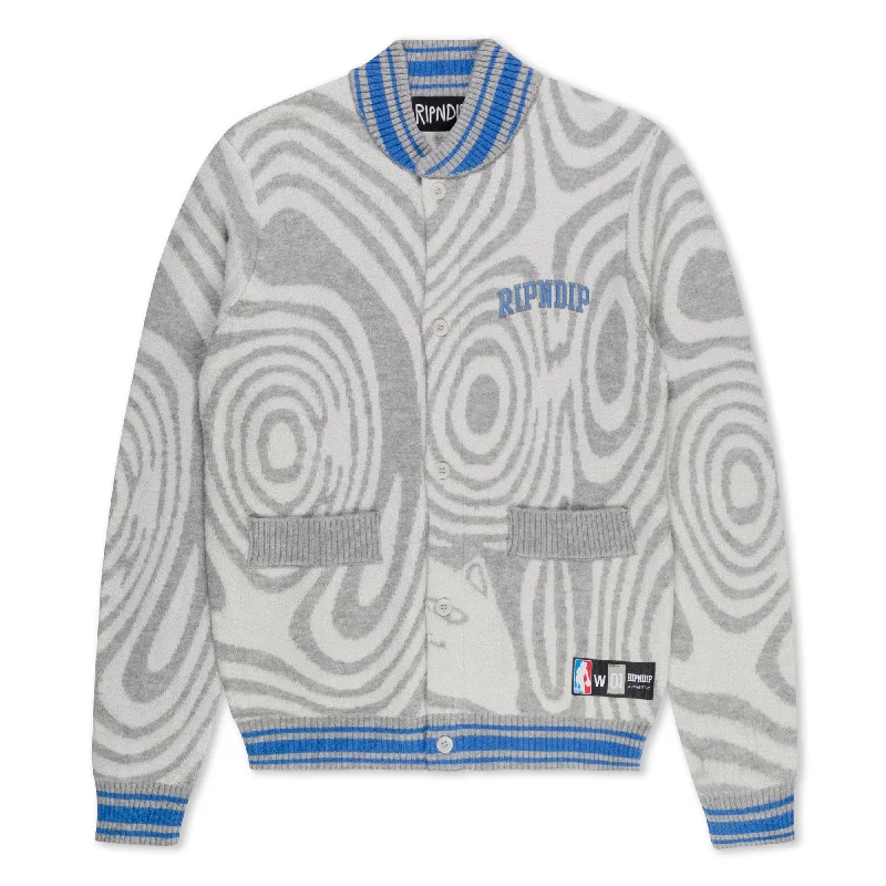 cardigan for weekend -Hypnotic Team Spirit Knit Cardigan (Grey/Light Blue)