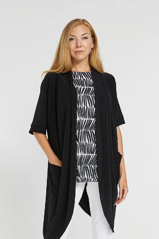 cardigan for gatherings -Rapt Back Boxy Cardigan | Black