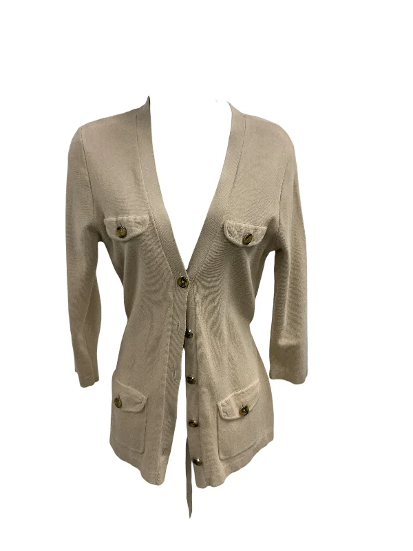 cardigan with twist -Jones New York Women's Cardigan Tan XS