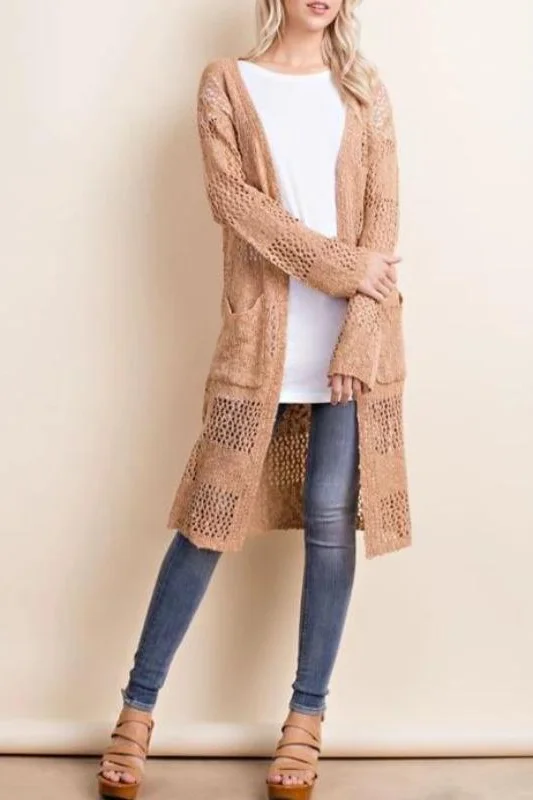 cardigan with ridge -L Love Checkered Cardigan - Dusty Coral