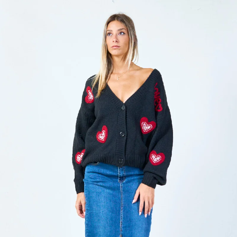 cardigan for strolls -Love heart applique cardigan wholesale