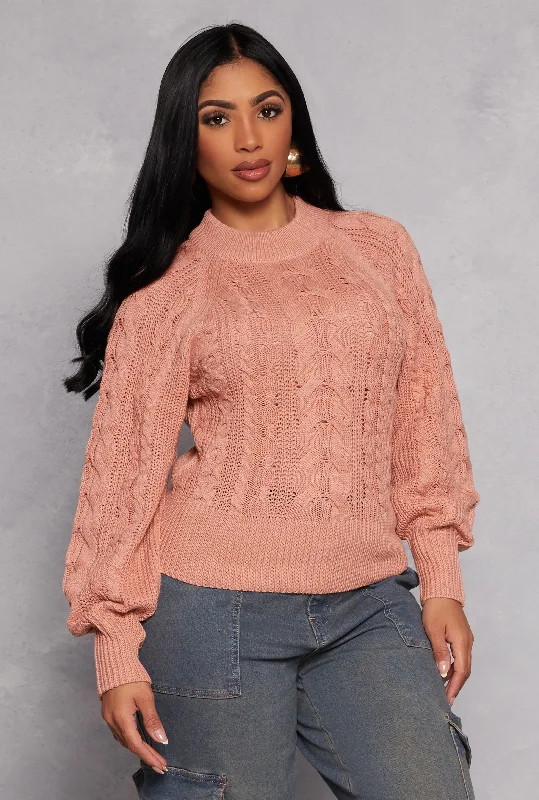 pullover sweater for trips -Cable Knit Pullover Sweater