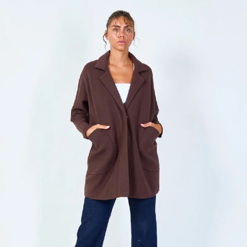 cardigan breathable yarn -Oversized knit cardigan with pockets wholesale