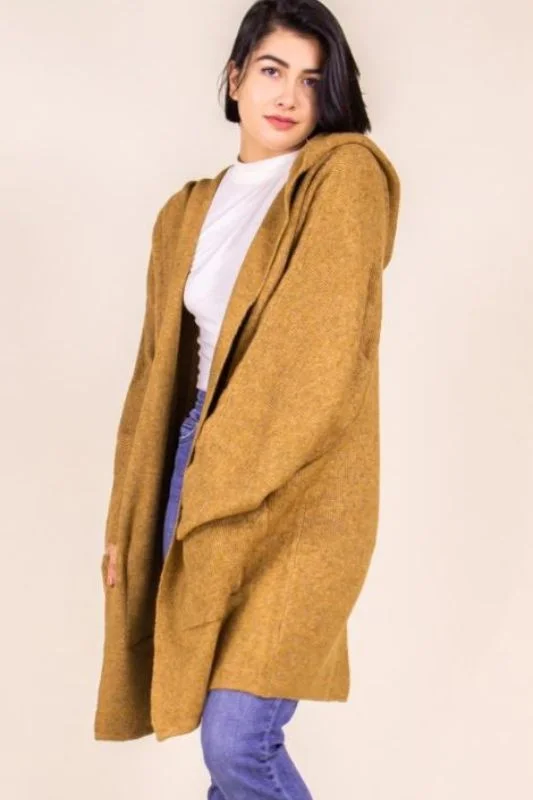 cardigan khaki green -P.Cill Oversize Hoodie Cardigan Coat - Camel