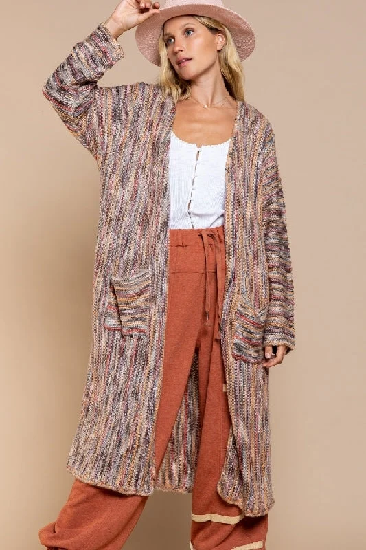 cardigan for lazy days -POL Long Cardigan - Orange Multi