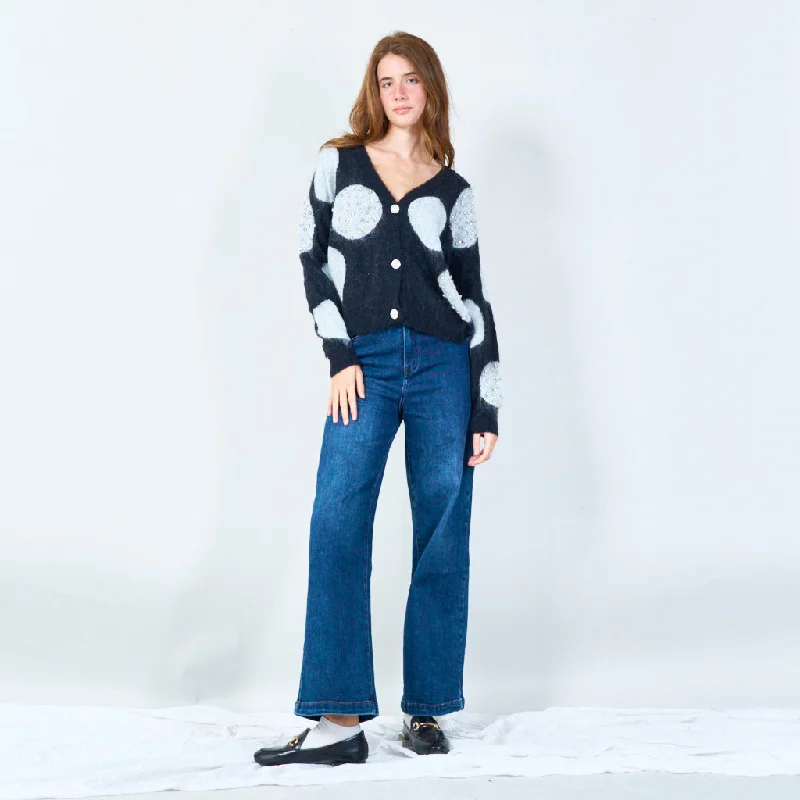 cardigan warm blend -Polka dot cardigan with embellishments wholesale