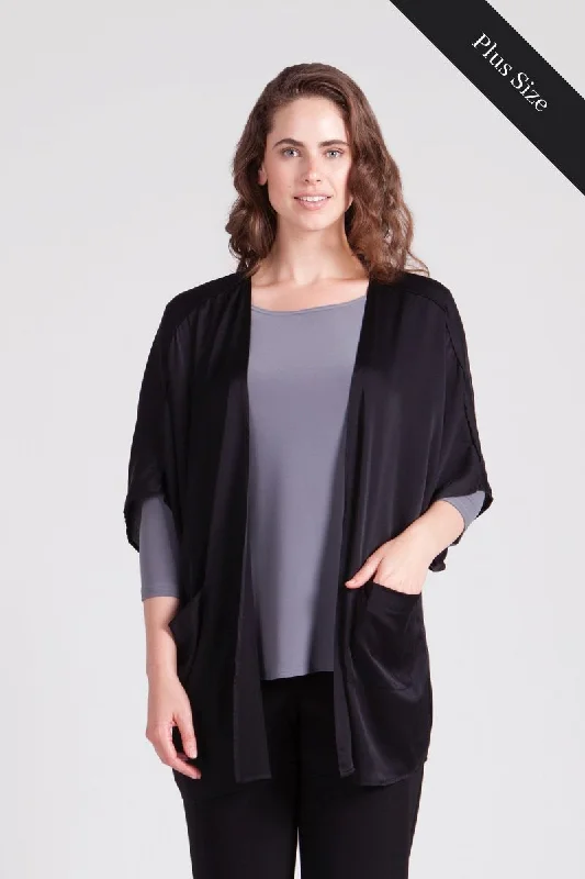 cardigan with cuffs -Silk Box Cardi Plus | Black