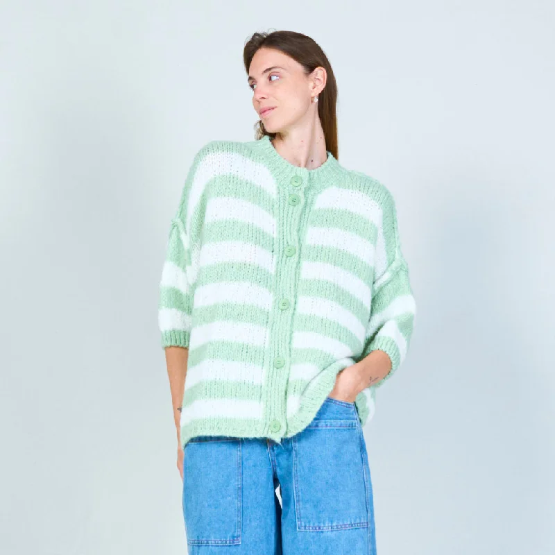 cardigan for strolls -Striped button-up cardigan with rolled sleeves wholesale