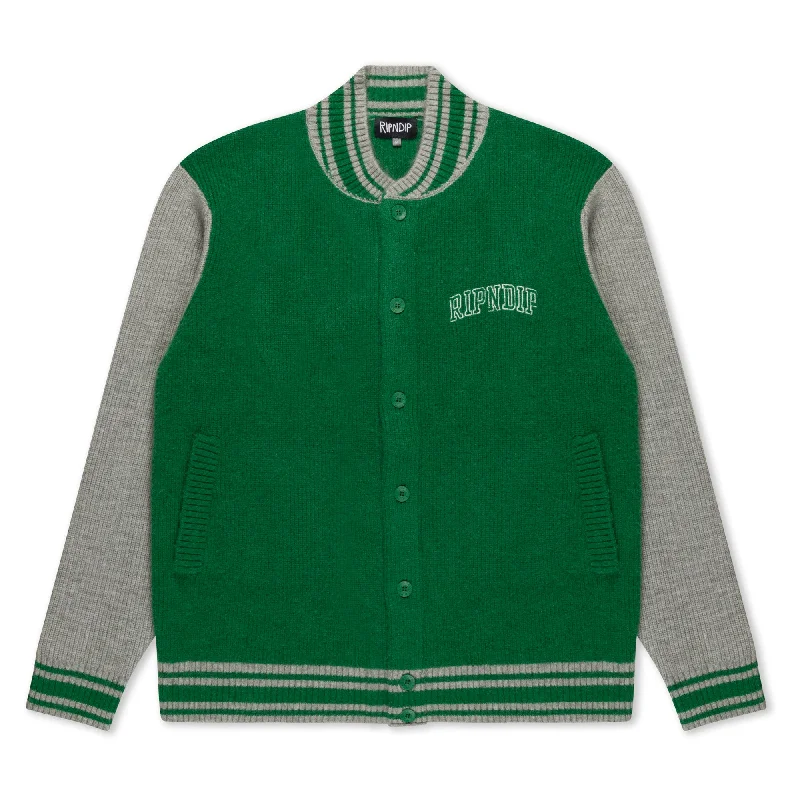 cardigan for kids -Team Spirit Varsity Cardigan  (Green/Grey)