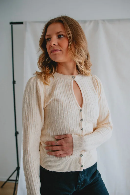 cardigan for gatherings -The Reed Cardi by Heartloom - Ivory