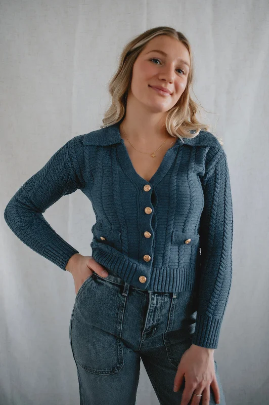 cardigan with stripe -The Renata Cardi by Heartloom - Harbour