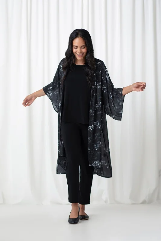 cardigan for breezy nights -Whisper Kabuki Sleeve Cardigan | Smokey Shades Black