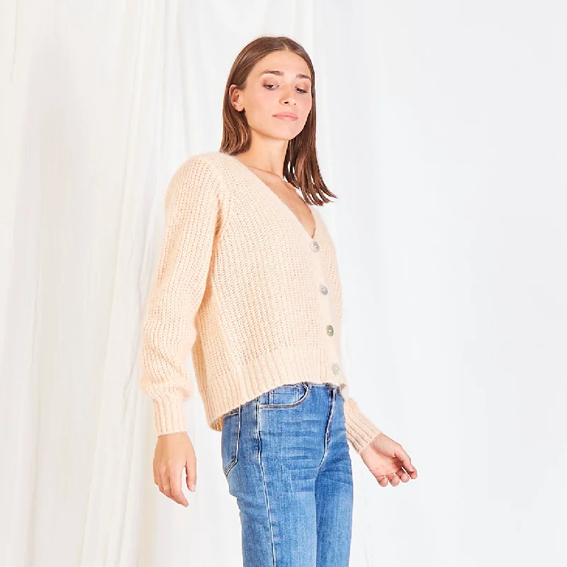 cardigan open front -Wholesale chunky mohair-knit cardigan