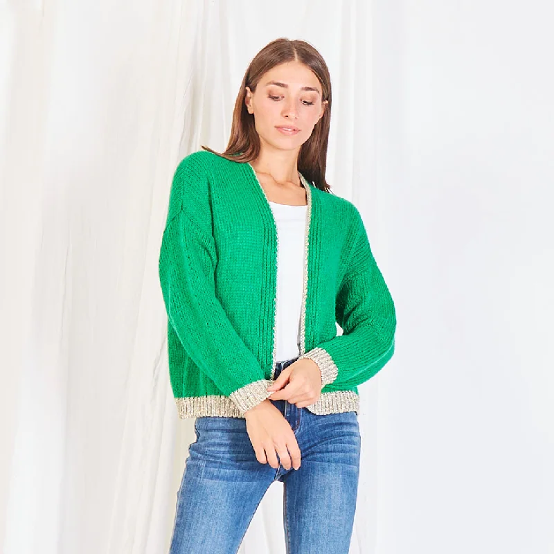 cardigan lightweight summer -Wholesale knitted cardigan with lamé detail