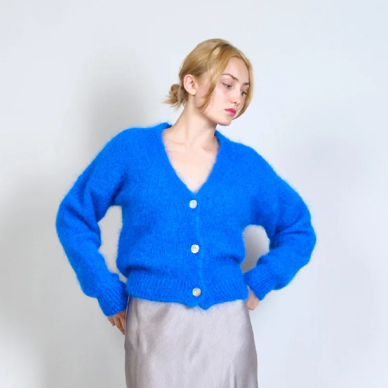 cardigan short sleeve -Wholesale mohair v-neck cardigan