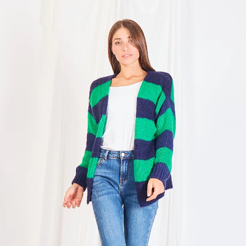 cardigan oversized style -Wholesale striped cardigan in color block