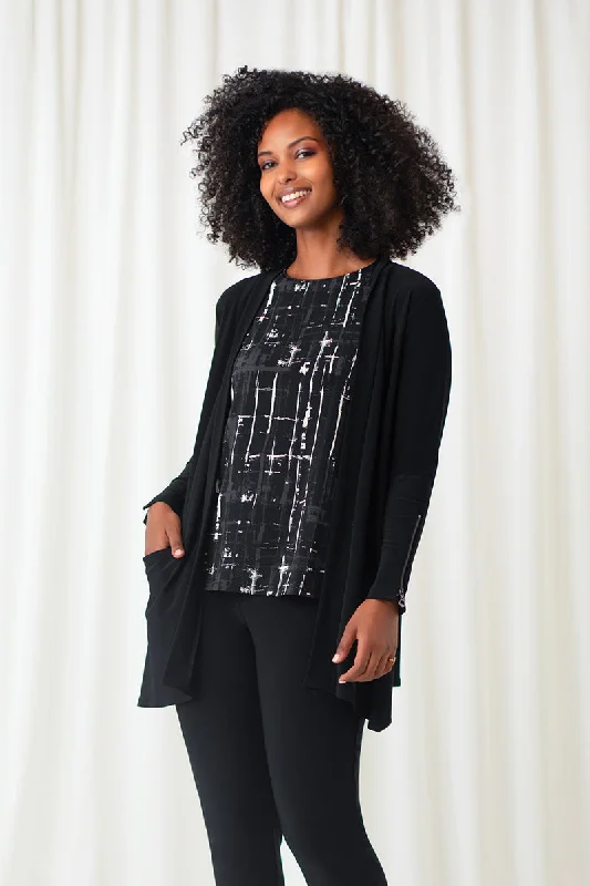 cardigan for weddings -Zest Zip Back Cardigan | Black