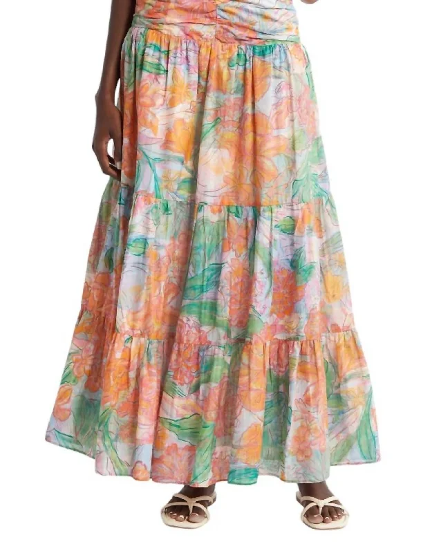 travel brown skirts -Agatha Maxi Skirt In Tropics