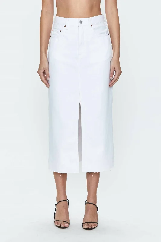 minimalist orange skirts -Alice Midi Skirt In White