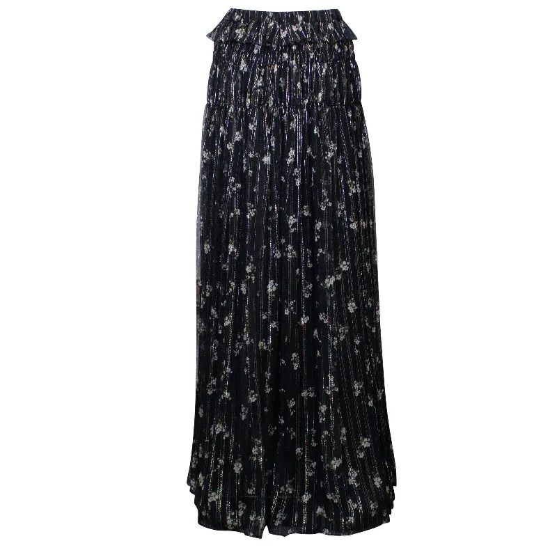 bright brown skirts -Amiri Floral Chiffon Maxi Skirt - Black