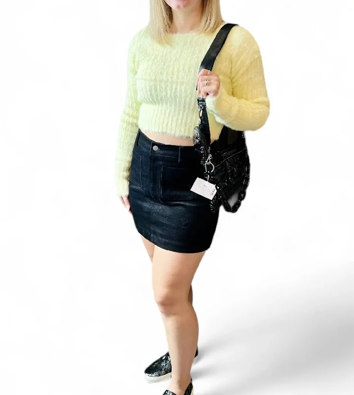 Awaiting Fall Corduroy High-Waisted Mini Skirt In Black